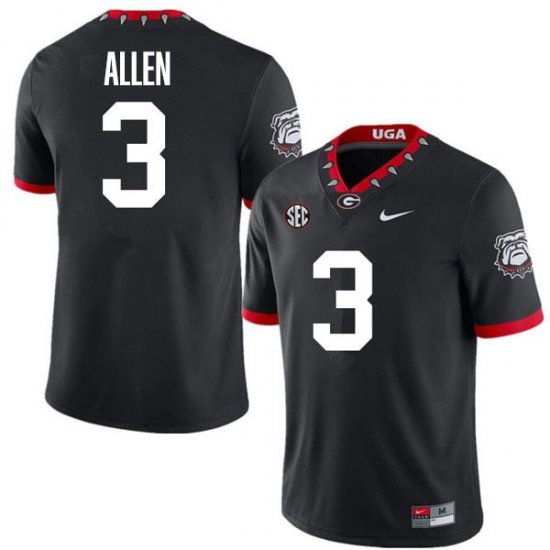 UGA Bulldogs Men 100th Anniversary Black Official Football Jersey - #3 CJ Allen 24727715