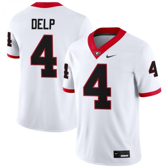 UGA Bulldogs Men Game White Official Football Jersey - #4 Oscar Delp 1089599