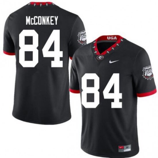 UGA Bulldogs Men 100th Anniversary Black Alumni Football Jersey - #84 Ladd McConkey 85565241