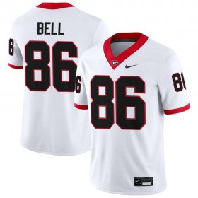 UGA Bulldogs Men Game White Alumni Football Jersey - #86 Dillon Bell 51567143