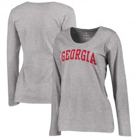 UGA Women's Basic Arch Long Sleeve Gray Alumni Football T-Shirt - 6796086